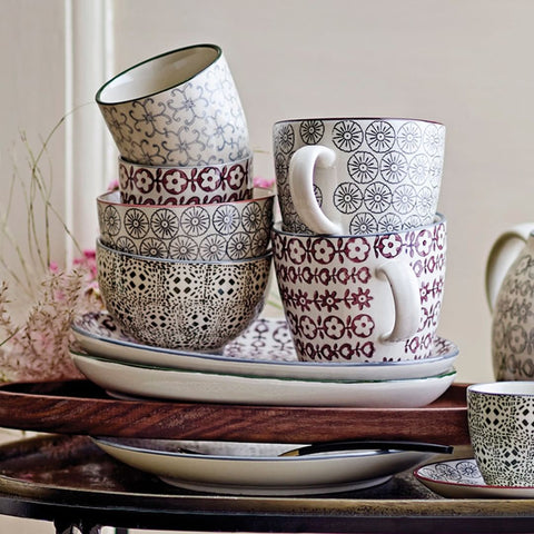 Bol Karine motifs gris, Ø10 cm - Bloomingville