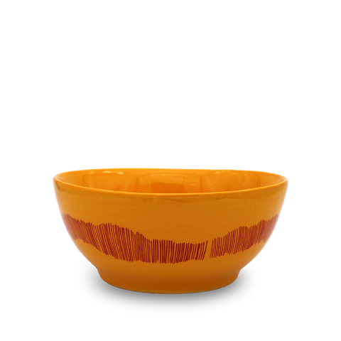 Bol Sunny yellow stripes red, Ø16 - Serax