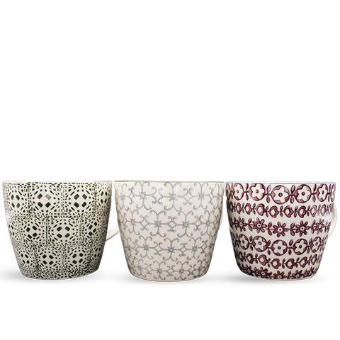 Mug Karine fleurs bordeaux, Ø9,5 cm - Bloomingville