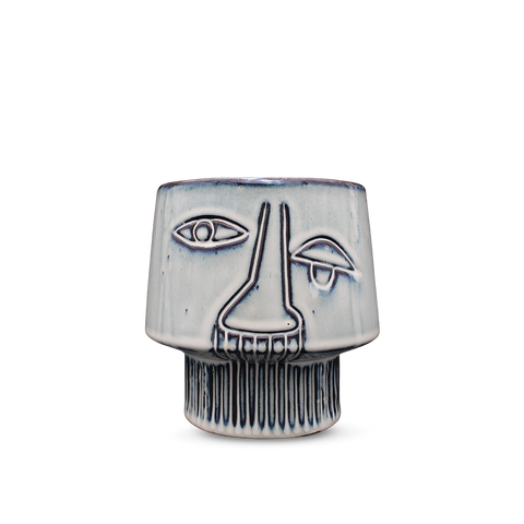 Pot de fleur visage gris, Ø12 cm - Bloomingville
