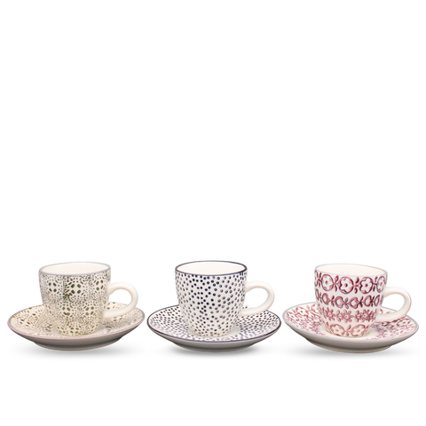 Tasse à café fleurs bordeaux, Ø6 cm - Bloomingville