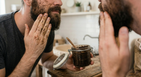 Exfoliant pour barbe au marc de café