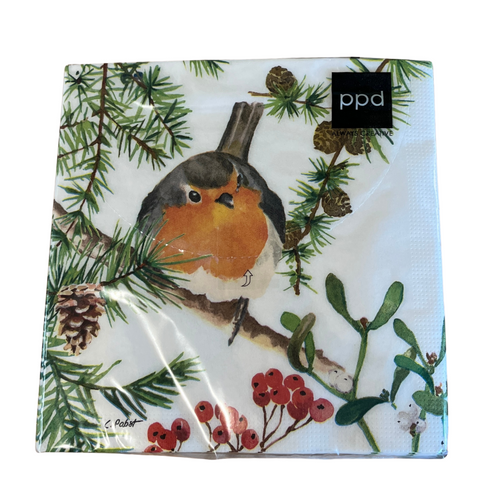 Serviettes blanches Noël - 33x33cm