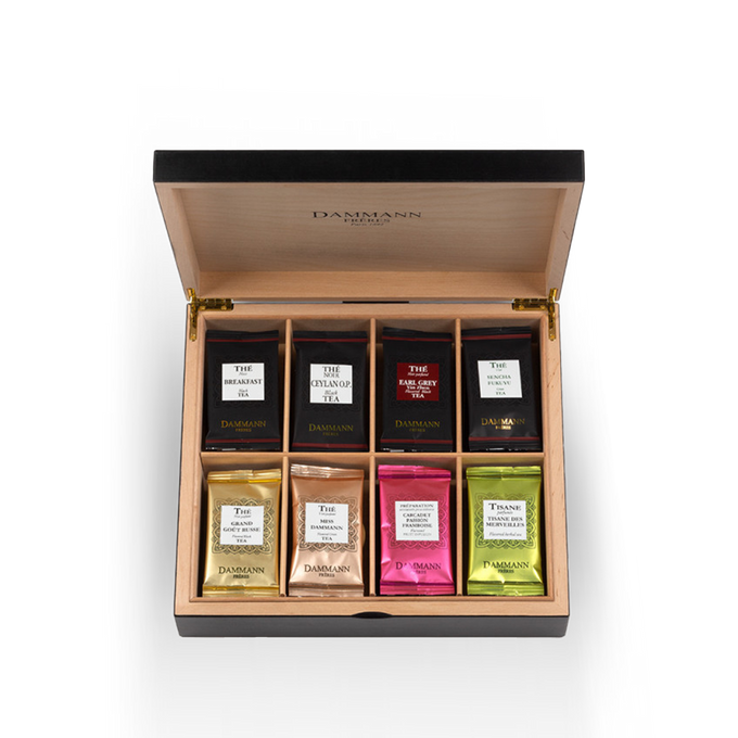 Coffret bois thés  48 sachets cristal