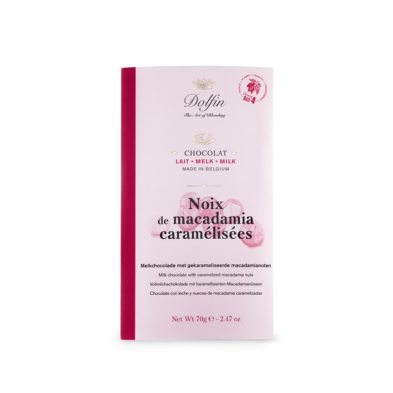 Lait & Noix de macadamia caramélisées 70g