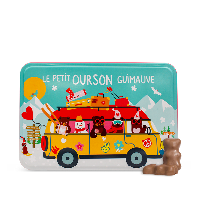 Boîte oursons guimauve à la montagne