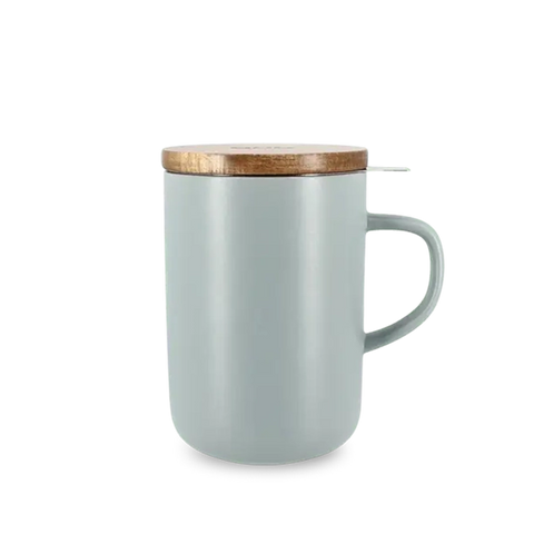 Tisanière grès et couvercle bois - Gris perle 48cl