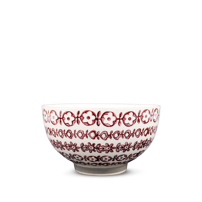 Bol Karine fleurs bordeaux, Ø13,5cm  - Bloomingville