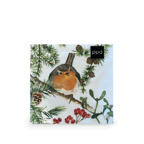 Serviettes blanches Noël - 33x33cm