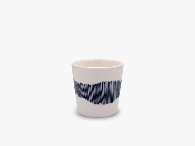 Gobelet White stripes blue, Ø7,5 - Serax