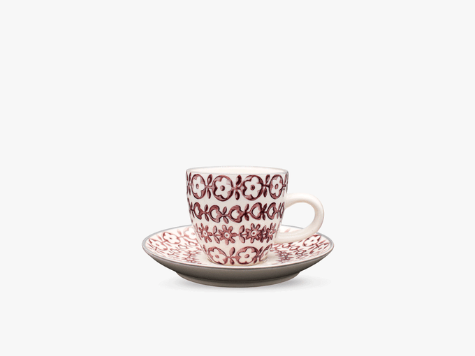 Tasse à café fleurs bordeaux, Ø6 cm - Bloomingville