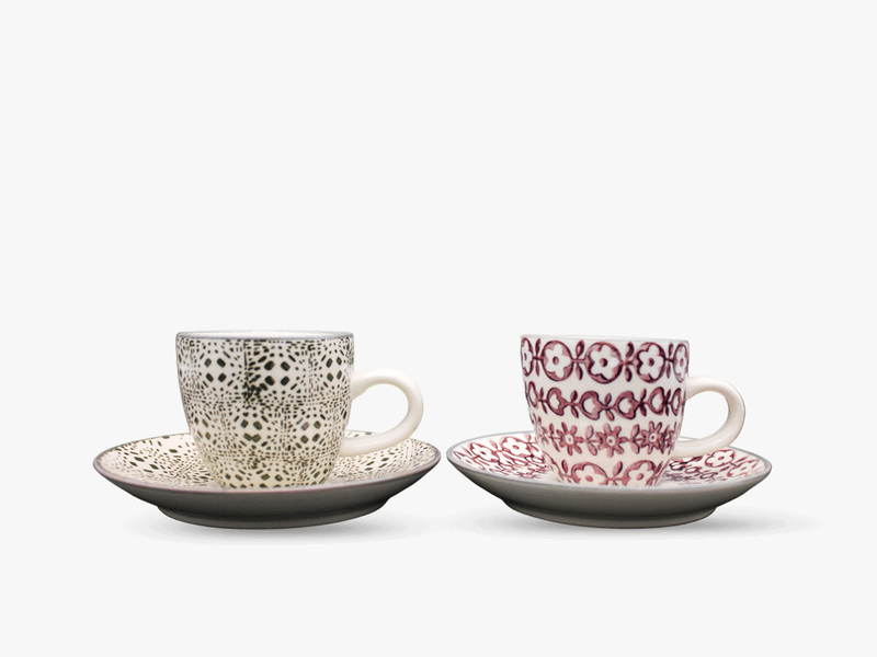 Tasse et sous-tasse à Thé avec motifs à fleurs - Vaisselle Design